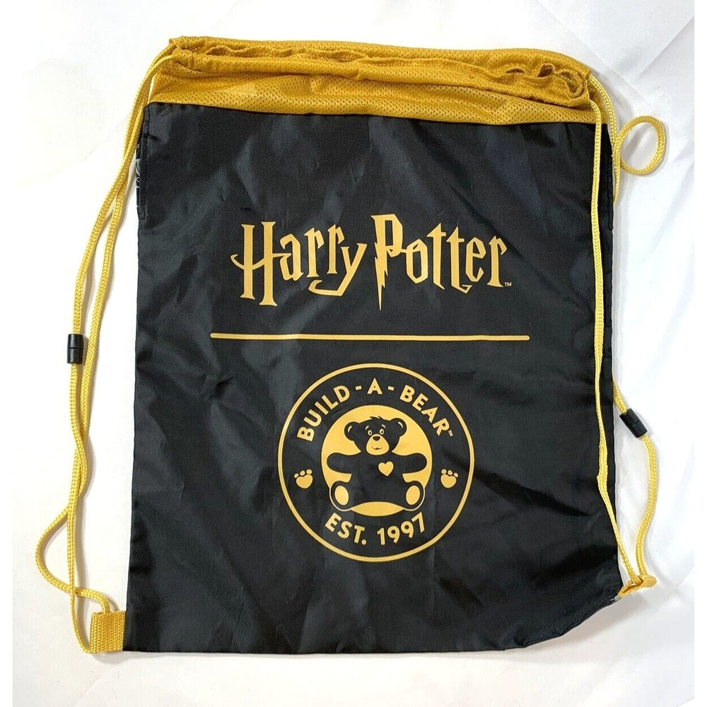 Build A‎ Bear Workshop Harry Potter String Bag Backpack Black Gold CLEAN